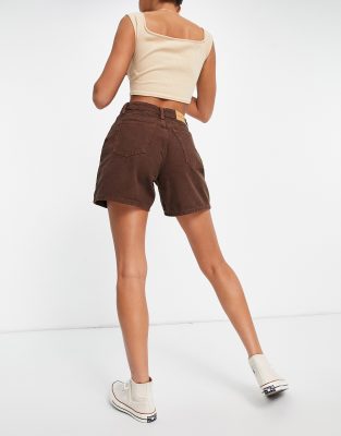 brown denim shorts