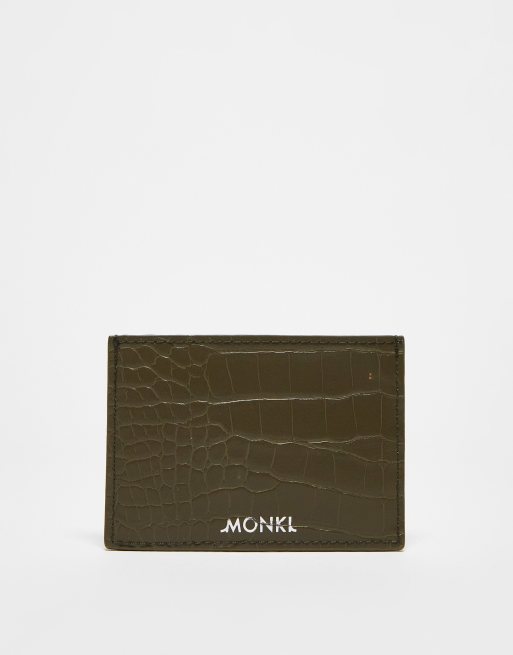 Monki – Etui na karty z imitacji krokodylej skóry w kolorze khaki