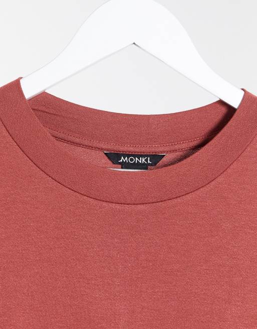Monki Exclusive Isabella jersey midi t shirt dress with side split in rose