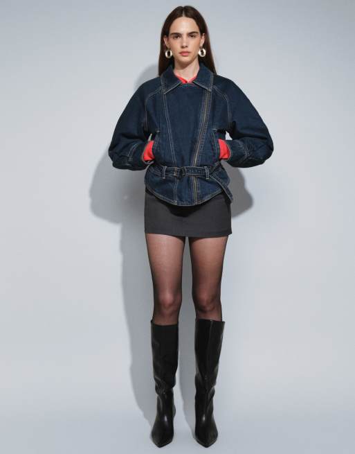 Monki exclusive mini skort met pelmet in antracietgrijs, 2 van 5