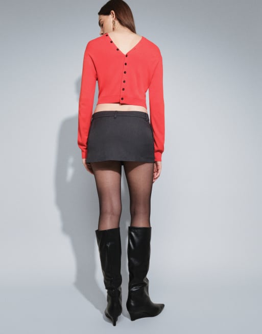 Monki exclusive mini skort met pelmet in antracietgrijs, 5 van 5