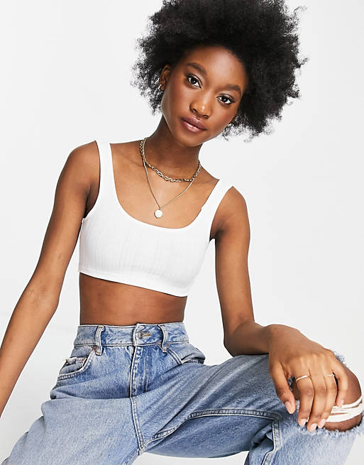 Cereal May mischief Monki Fatima ribbed crop tank top in white | ASOS