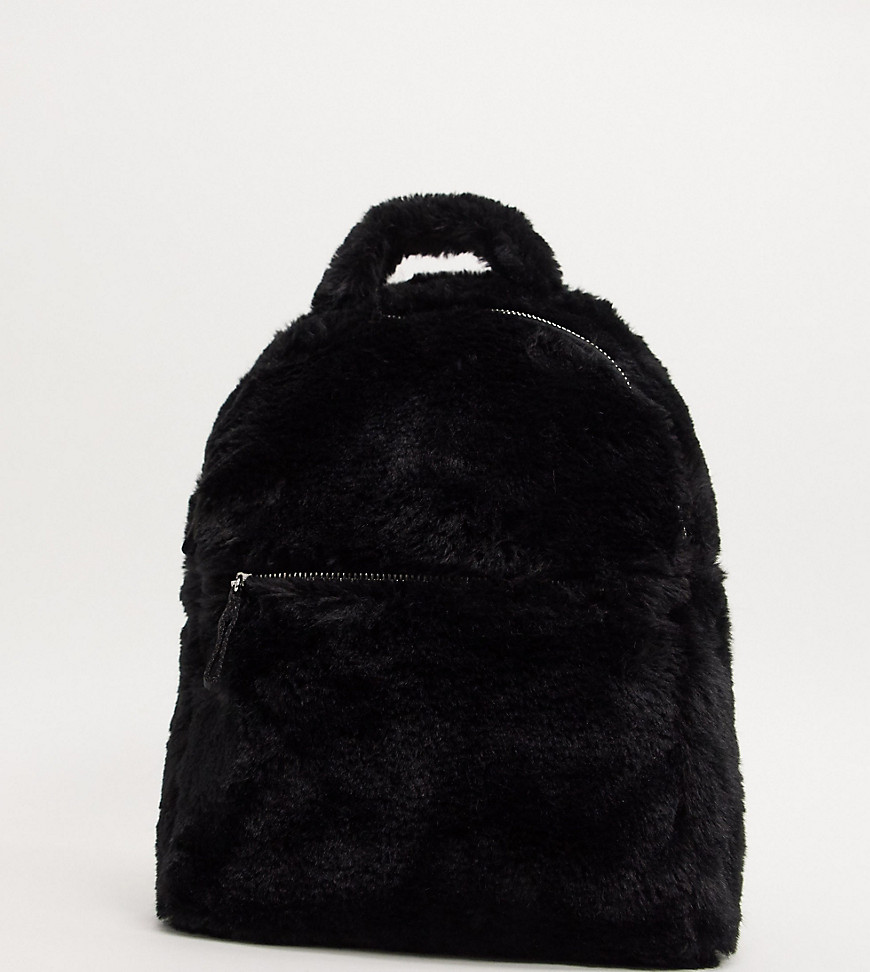 Monki faux fur backpack in black