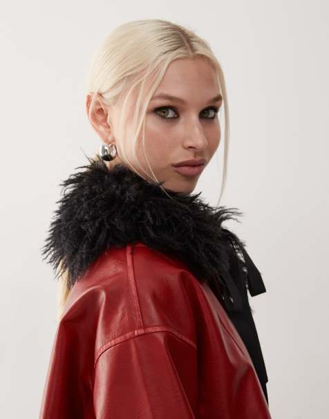 Monki faux fur collar in black - view 1