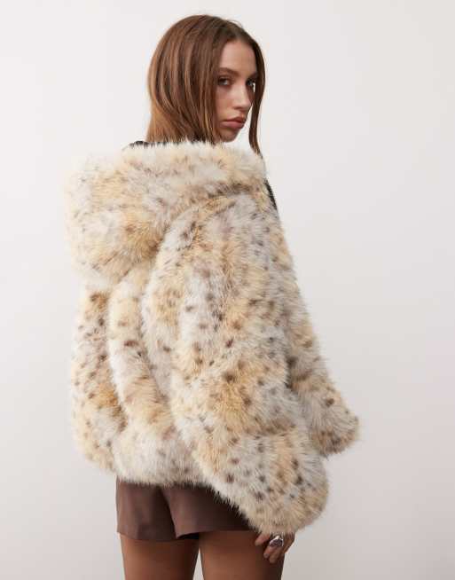 Monki faux fur hooded coat online