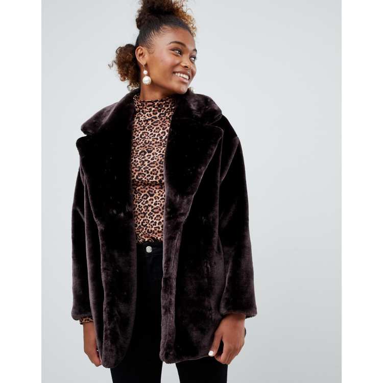 Monki long clearance faux fur coat