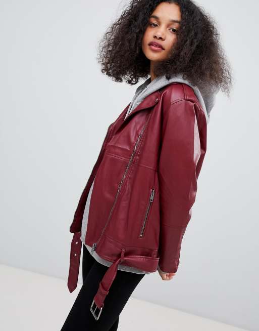 Monki faux leather biker jacket