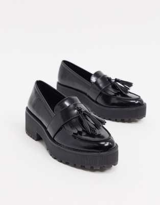 black platform loafers