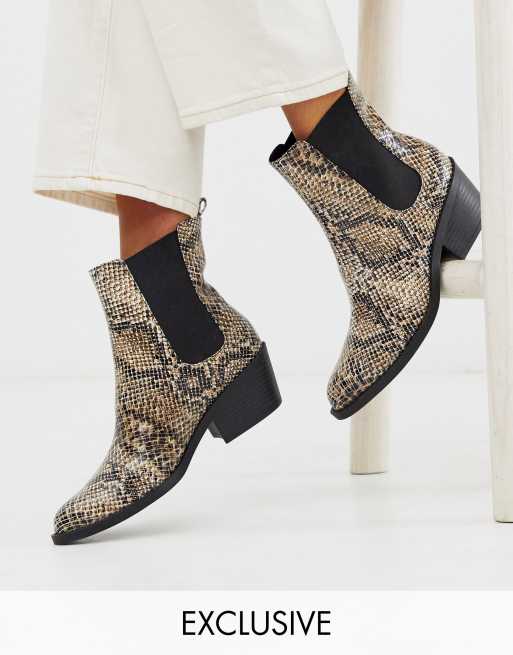 monki malwina faux leather chunky boot in black