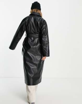 Monki leather clearance coat