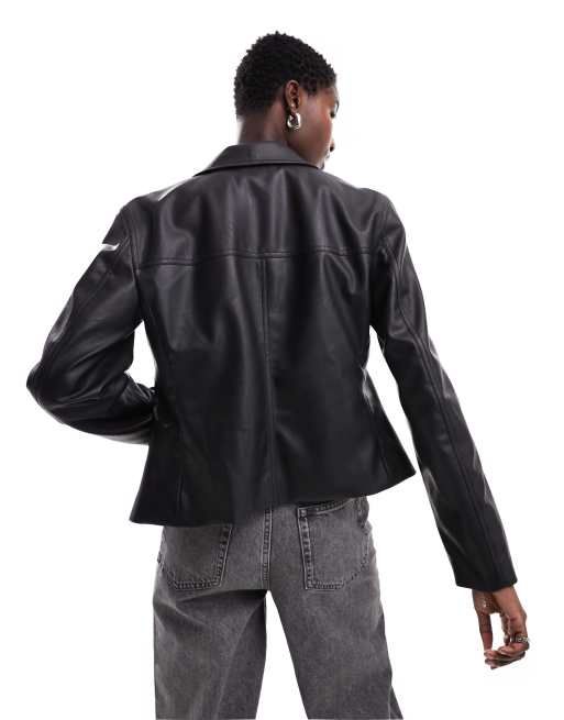 Faux leather short outlet jacket