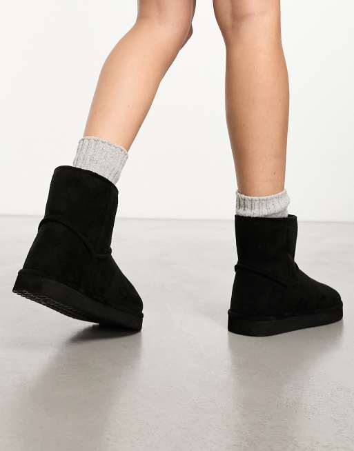 Monki faux suede boot slippers in black | ASOS