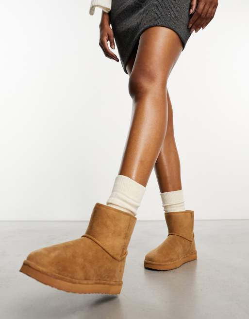 Monki faux suede boot slippers in brown | ASOS