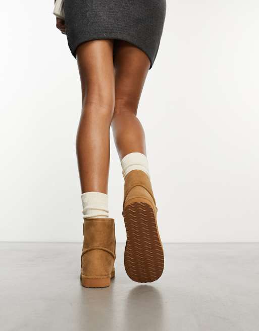 Monki faux suede boot slippers in brown | ASOS