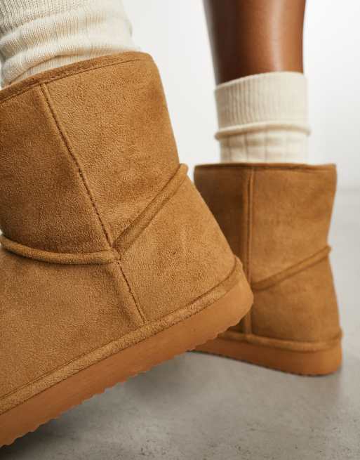 Monki faux suede boot slippers in brown | ASOS