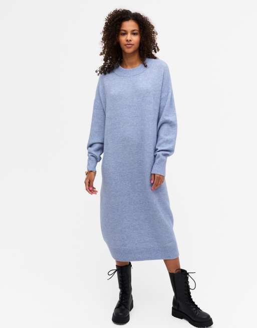 Monki Felia polyester jumper dress in blue MBLUE