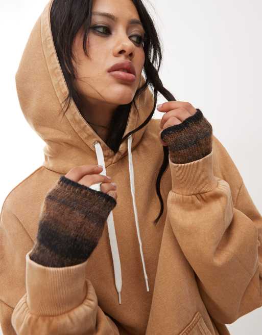 Monki Felpa oversize color cammello slavato con cappuccio ASOS