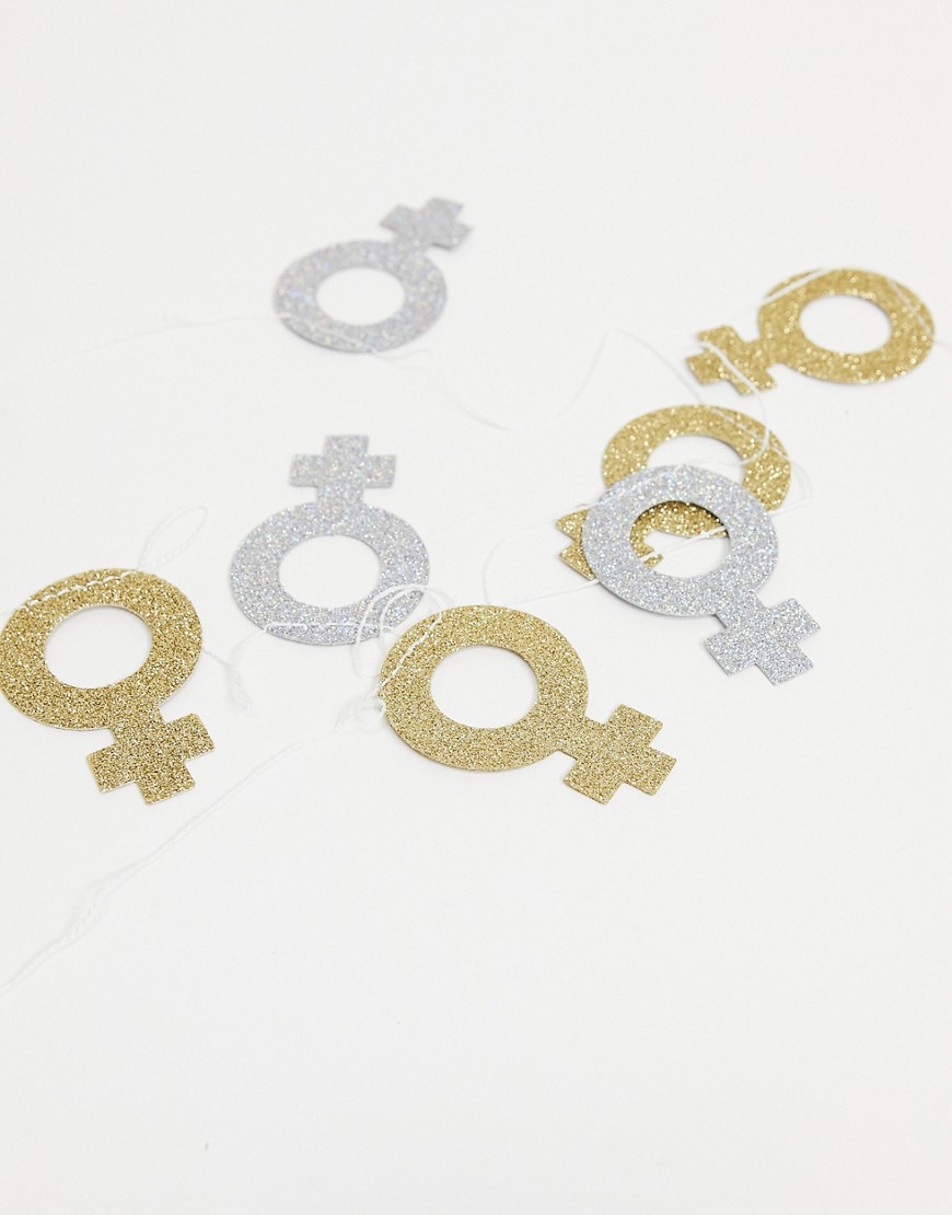 Monki feminist Christmas decoration garland in gold and silver-Multi