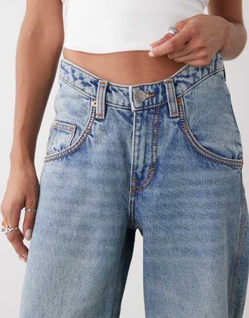 Monki - Fever - Wijde werkbroek in blauwe wassing, 5 van 5