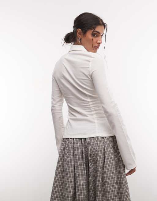 Monki figursydd skjorta i vitt, 4 av 4