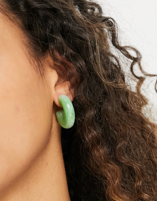 Monki Fiona chunky hoop earrings in green