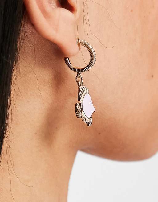 Monki fish hoop earrings in gold