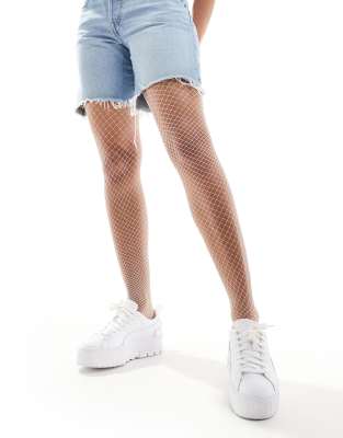 Monki fishnet tights in white