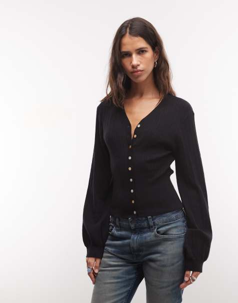 Monki fitted compact cardigan in black - view 1