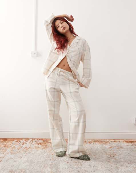 Monki - Flanellen pyjamabroek met ruiten in dezelfde tint, deel van co-ord set - view 1