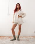 [Monki] Monki flannel boxer shorts in tonal check (part of a set)-Neutral 2XS Tonal check