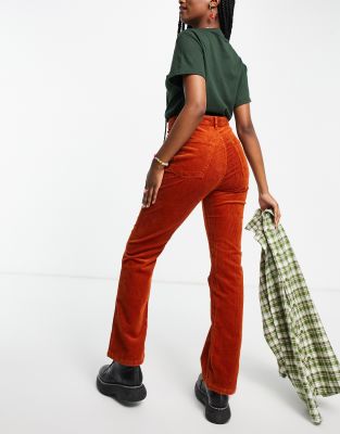 high waisted orange corduroy pants