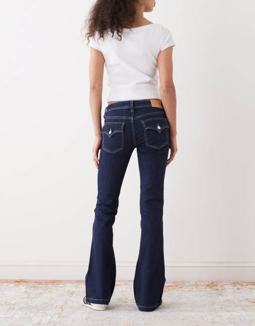 Monki flare leg jeans in dark blue, 2 of 5