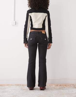 Monki Flared Denim Jeans In Black