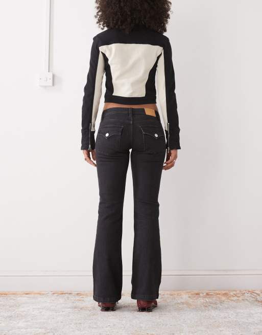 Monki flared denim jeans in washed black, 2 of 5