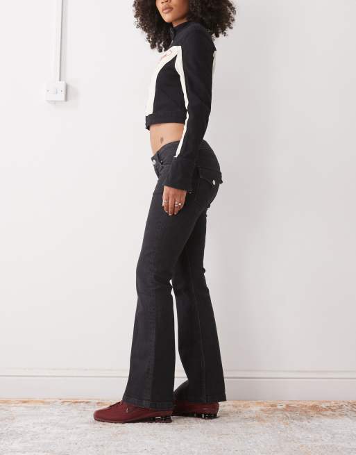 Monki flared denim jeans in washed black, 3 of 5