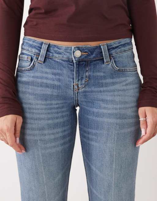 Monki - Flared jeans met achterzakken met detail in lichtblauw, 5 van 5