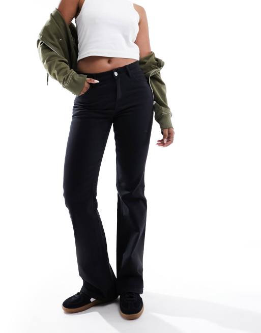 Monki flared leg pants in black
