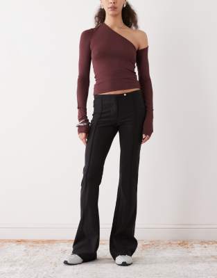 Monki Flared Tailored Pants In Black