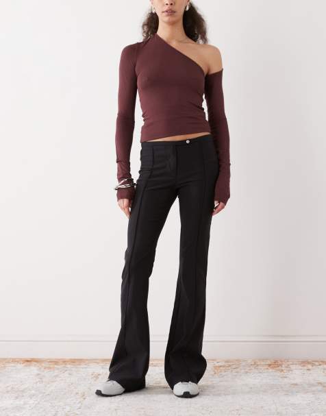 Monki flared tailored pants in black - view 1
