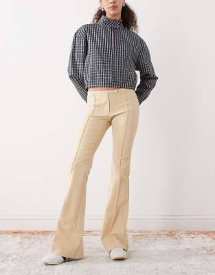 Monki Flared Tailored Pants In Neutral