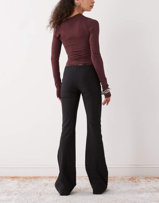 Monki flared tailored trouser in black, 3 of 5