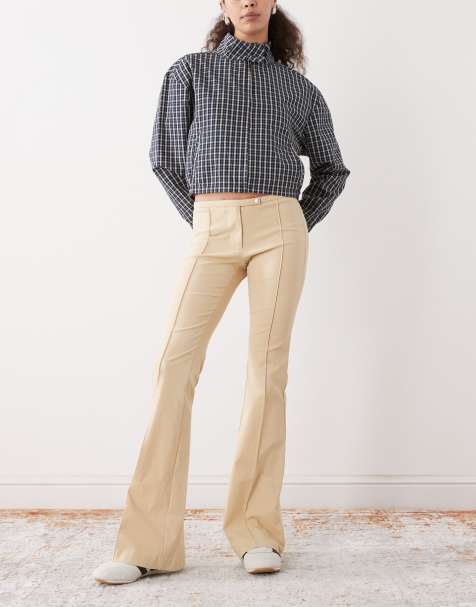 Monki flared tailored trouser in dusty beige - view 1