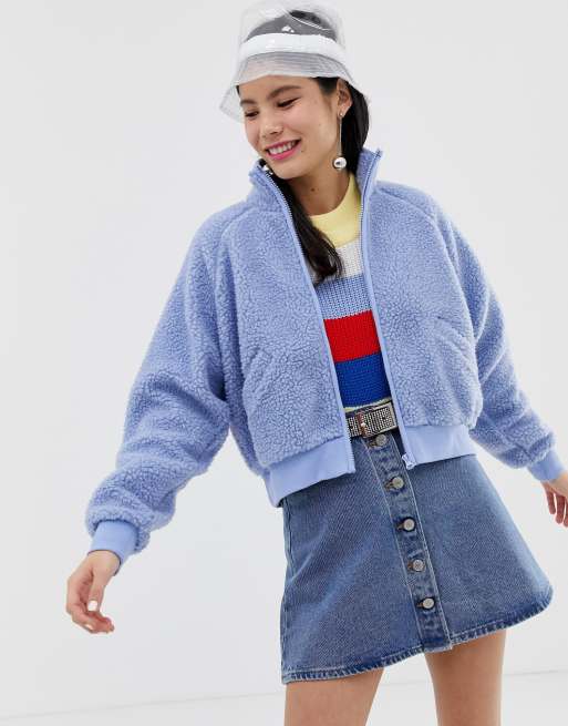 monki faux fleece zip sweater