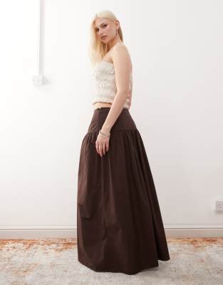 【IONSEOUL】Comoe Banding Padded Long Skirt 5FM0079 Blaise Satin Skirt