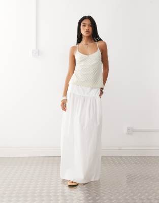 Monki Floaty Poplin Maxi Skirt With Dropped Waist Detail