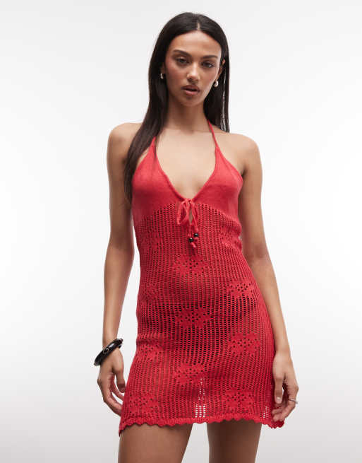 Monki floral crochet tie front beach mini dress, 2 of 4