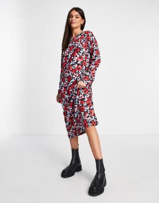 Monki floral print dress in red floral