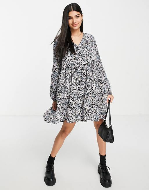 Monki floral print mini smock dress in multi - MULTI | ASOS