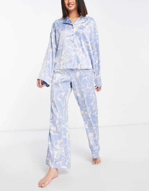 Light blue discount satin pajama set