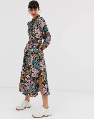 tie waist midi shirt dress